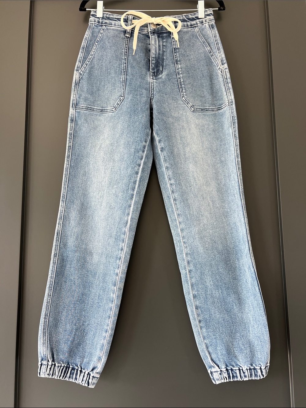 Judy Blue Light Blue Drawstring Boyfriend Jogger Jeans
